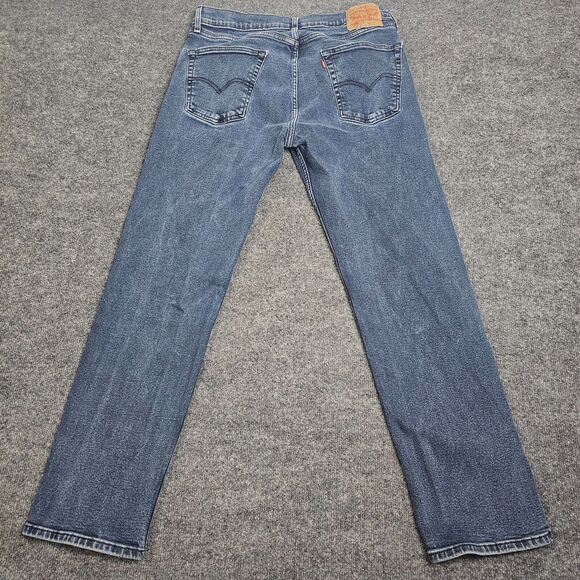 Levis Jeans Men 36x32 Blue 501 Denim Medium Wash Button Fly Straight Leg Casual - Picture 2 of 9